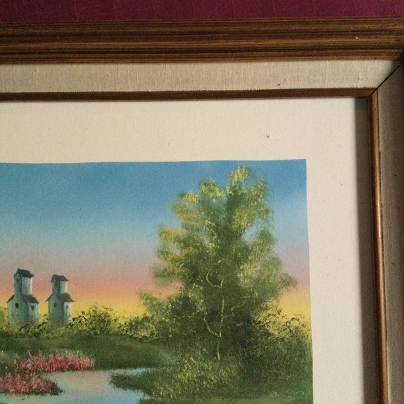 Wood Framed art painting Country landscape scene - Picture 4 of 7